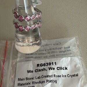 Bomb Party We Clash, We Click Ring | Size 8 | Rose Ice Crystal | Rhodium